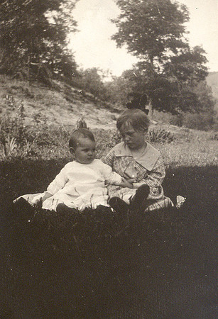 Erna & Marion Jacobs on the prarie by the creek bottoms
