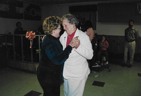 Erna dancing with Shirley at her 90th