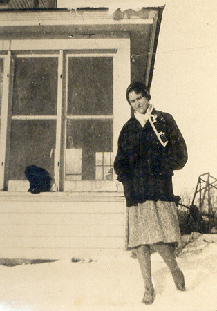 Erna at home 1932 with skates from her birthday