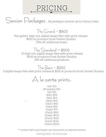 Pricing [Session Fee & A La Carte]