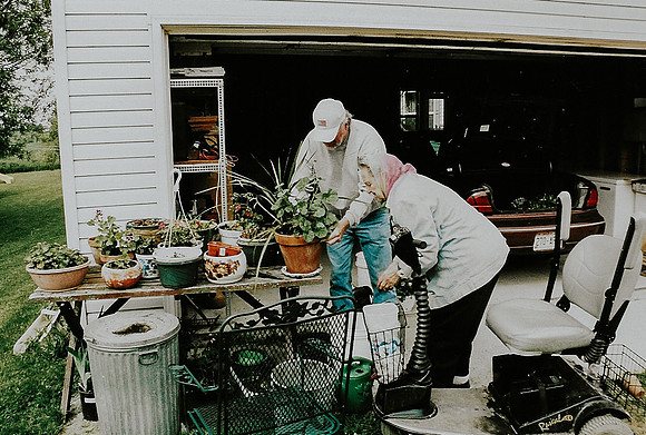 Bruce Helping Erna with plants 2007