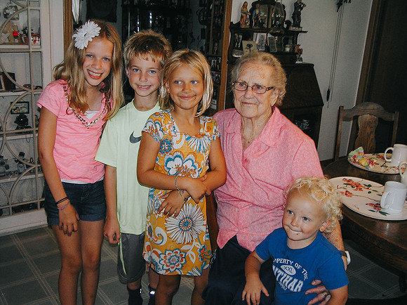 Emma, Logan, Jade, Brooks and Grandma 2014