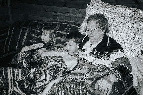 Enjoying a movie with great grandkids