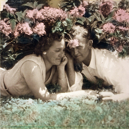 Grandma & Grandpa under the peony bush