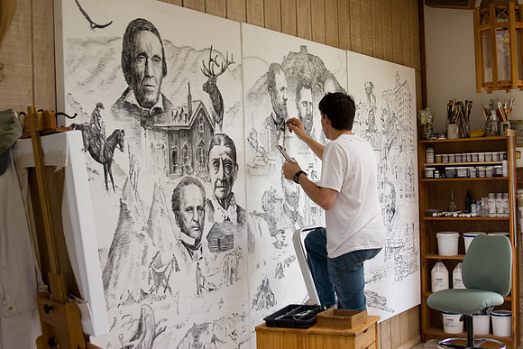 Wanek Hall- drawing mural