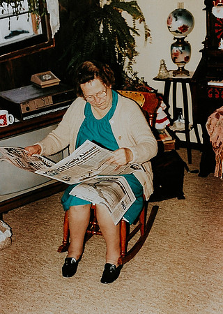 Erna catching up on the news