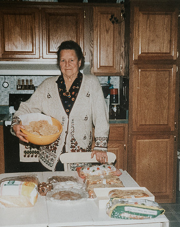 Grandma with her bake sale goods