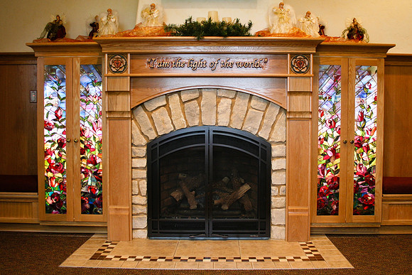 Stained Glass Design & Mantle Carving