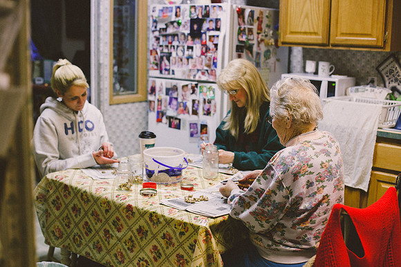 Grandma nut picking