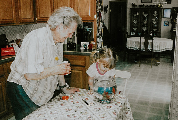 Great Grandma & Breah feeding Finnie