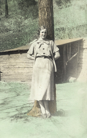 Hand tinted Easter Sunday Erna by tree