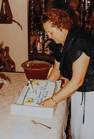 Erna with cake she made