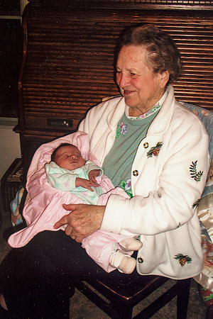 Grandma holding baby Breah Anna