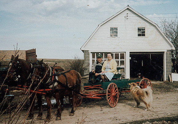 Grandma & Grandpa on wagon