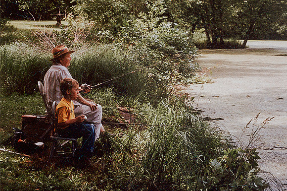 Grandma fishing with Briar