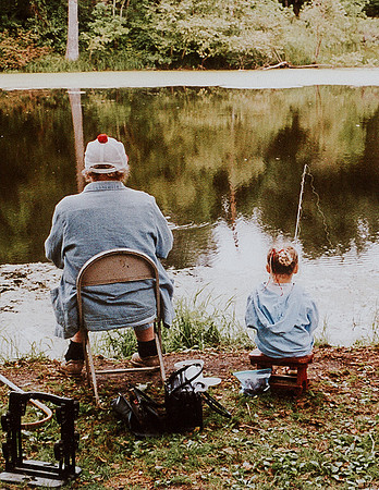 Grandma fishing with a little Brooklynn